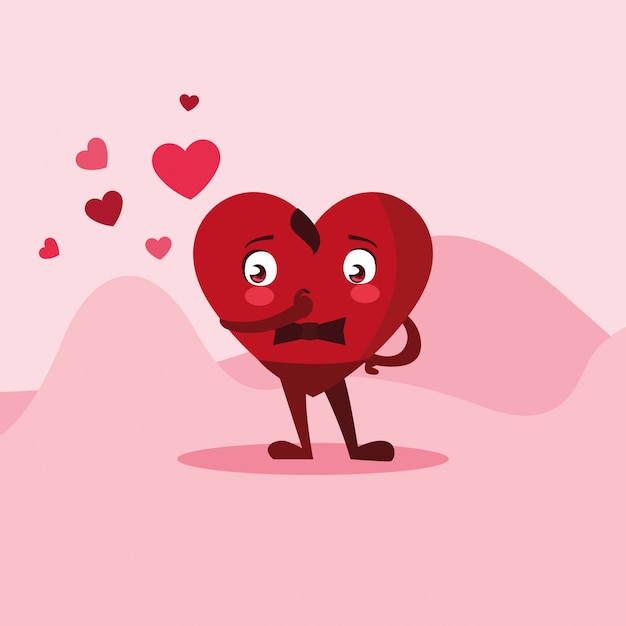 Vector cute heart male in the desert character