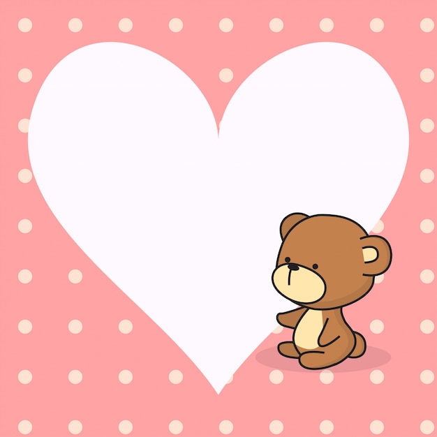 Cute heart note with cute baby bear