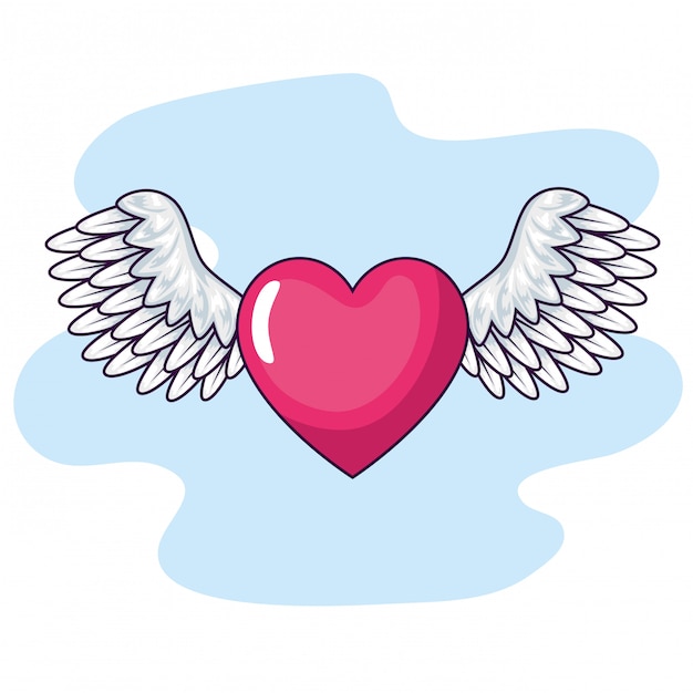 Cute heart with wings