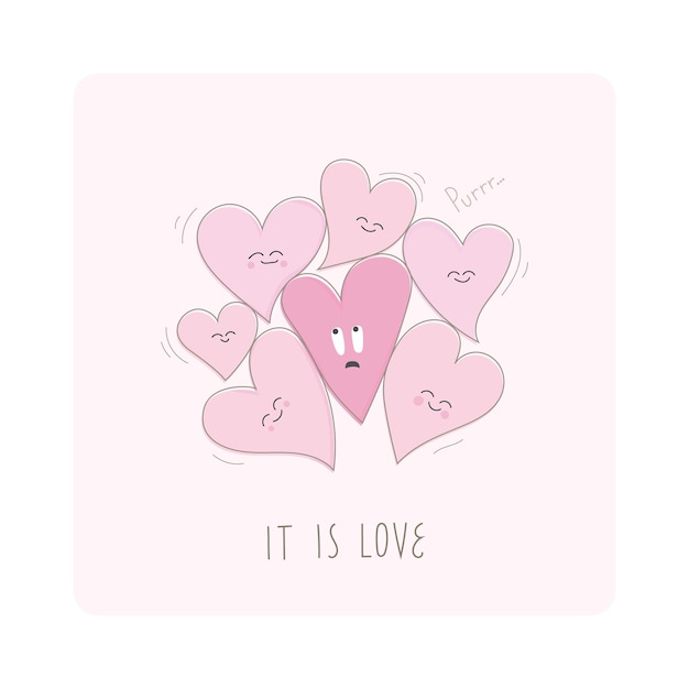 Cute hearts group loves other one Witty concept It is love for card stories message mailing