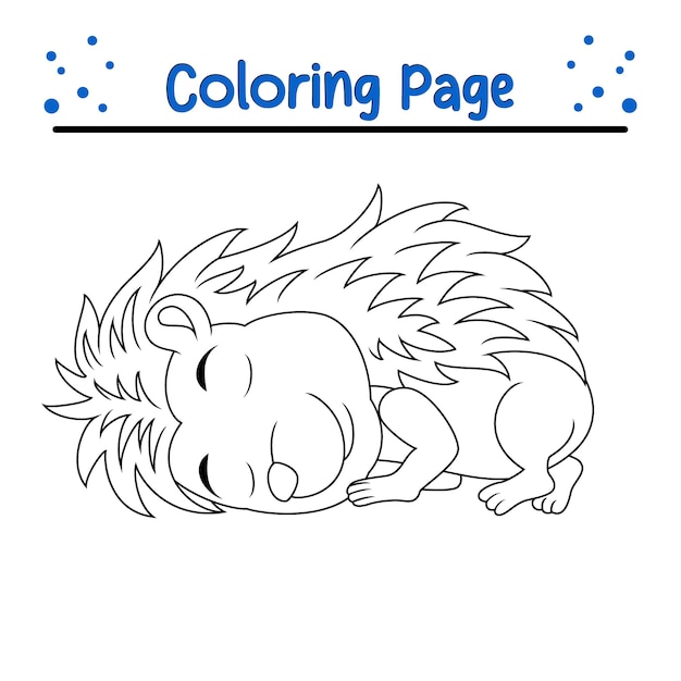 Vector cute hedgehog animal coloring page for kids