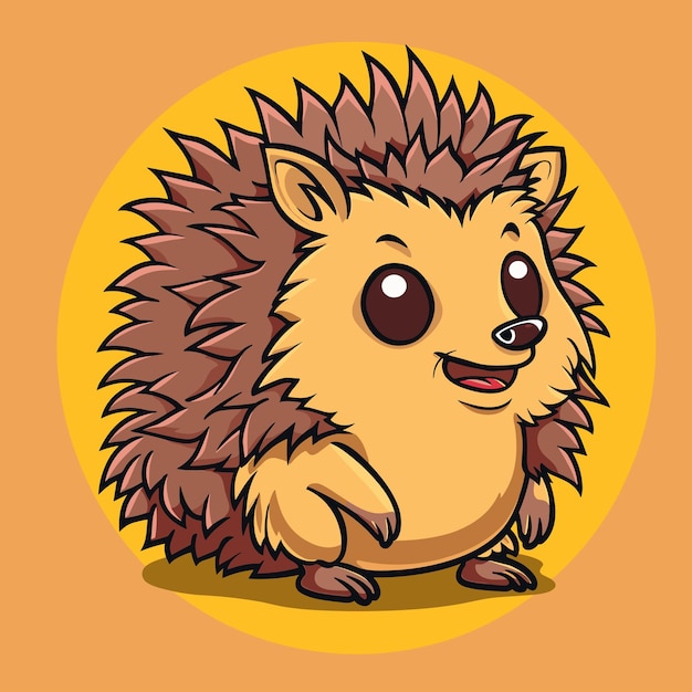 Cute hedgehog cartoon animal character illustration vector design