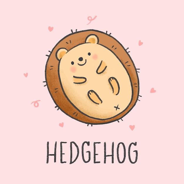 Stile disegnato a mano di cartone animato carino hedgehog