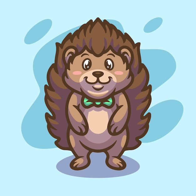 Cute hedgehog mascot illustration design