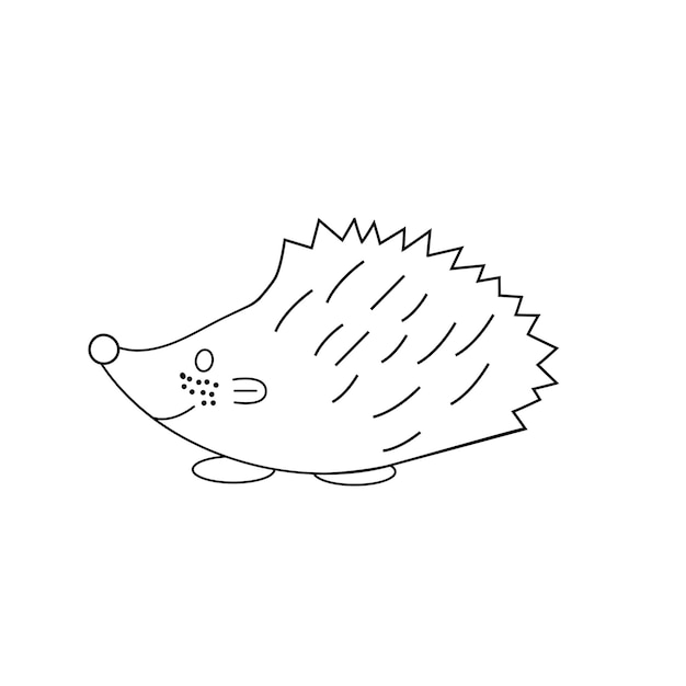 Vector cute hedgehog outline on white