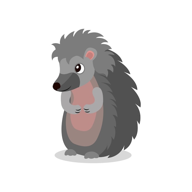 Cute hedgehog standing on two legs sweet animal cartoon character vector Illustration isolated on a white background