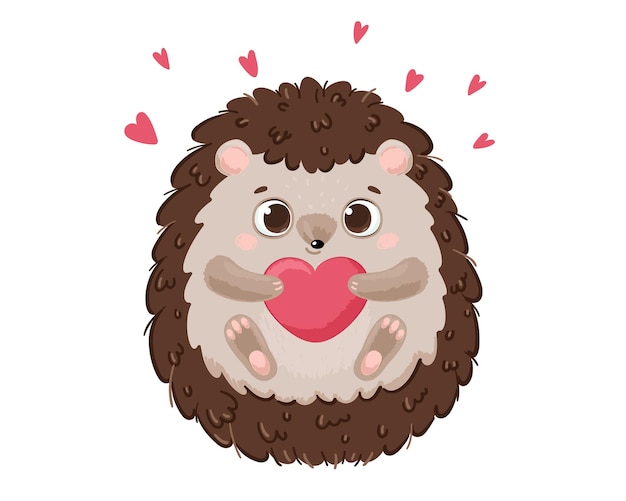 Cute hedgehog for Valentine's day. Vector illustration of a cartoon.