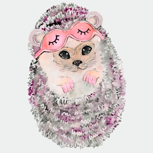 Cute hedgehog Watercolor illustration hand painting