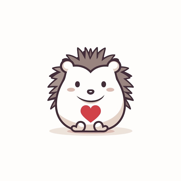 Vector cute hedgehog with heart vector illustration in cartoon style