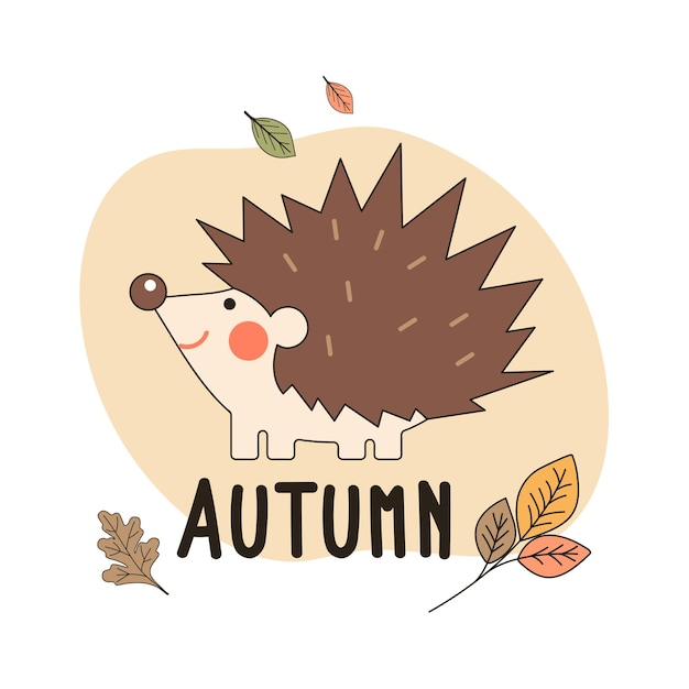 Cute Hedgehog with inscription Autumn