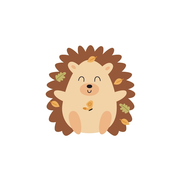 cute hedgehog with leaf accessories nature