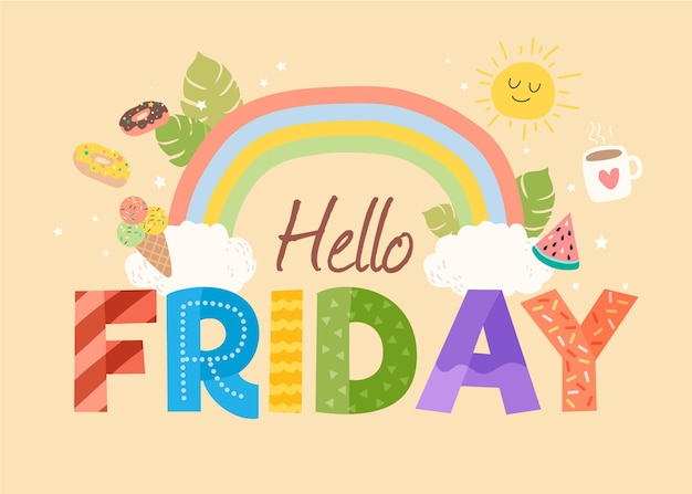 Vector cute hello friday background