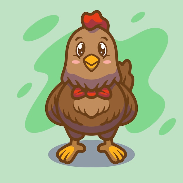 かわいい鶏のマスコットイラストデザイン