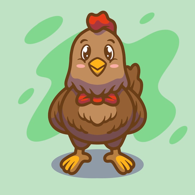 Cute hen mascot illustration design