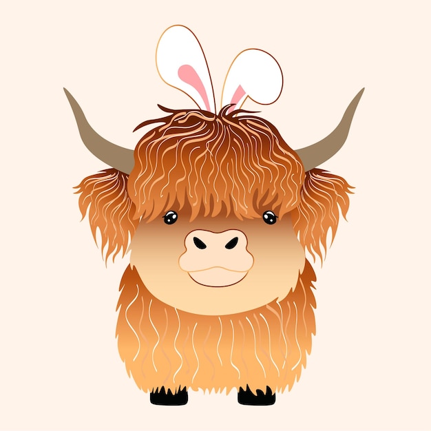 Cute highland cow illustrator