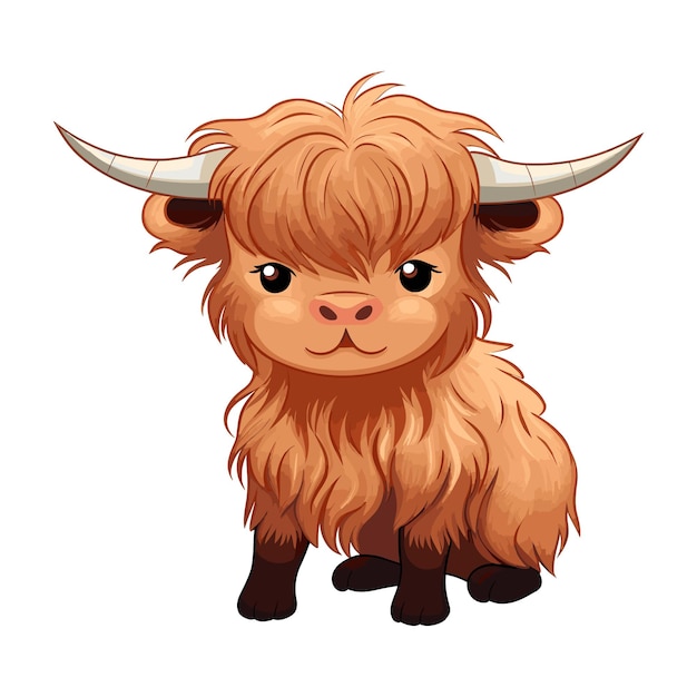 Cute Highland Cow Sublimation Vector Illustration