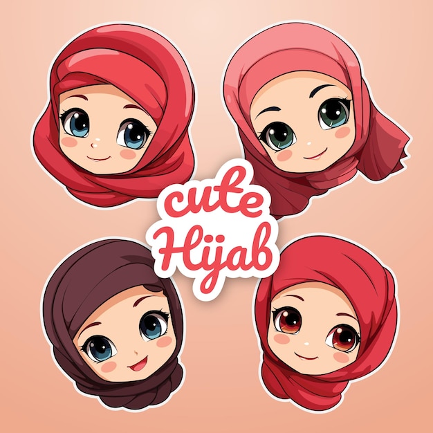 Simpatico vettore anime hijab chibi