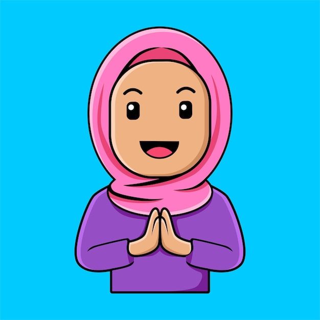 Cute hijab girl cartoon