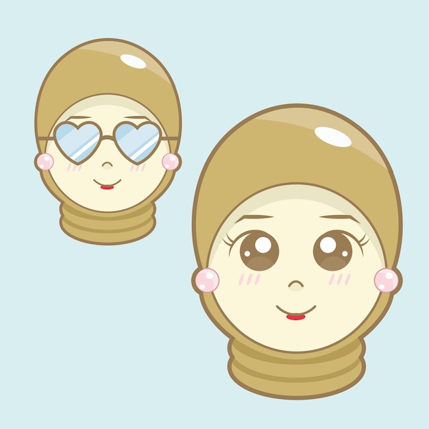 Cute Hijab Girl Character Cartoon Muslim Islam Ramadhan Illustration 03