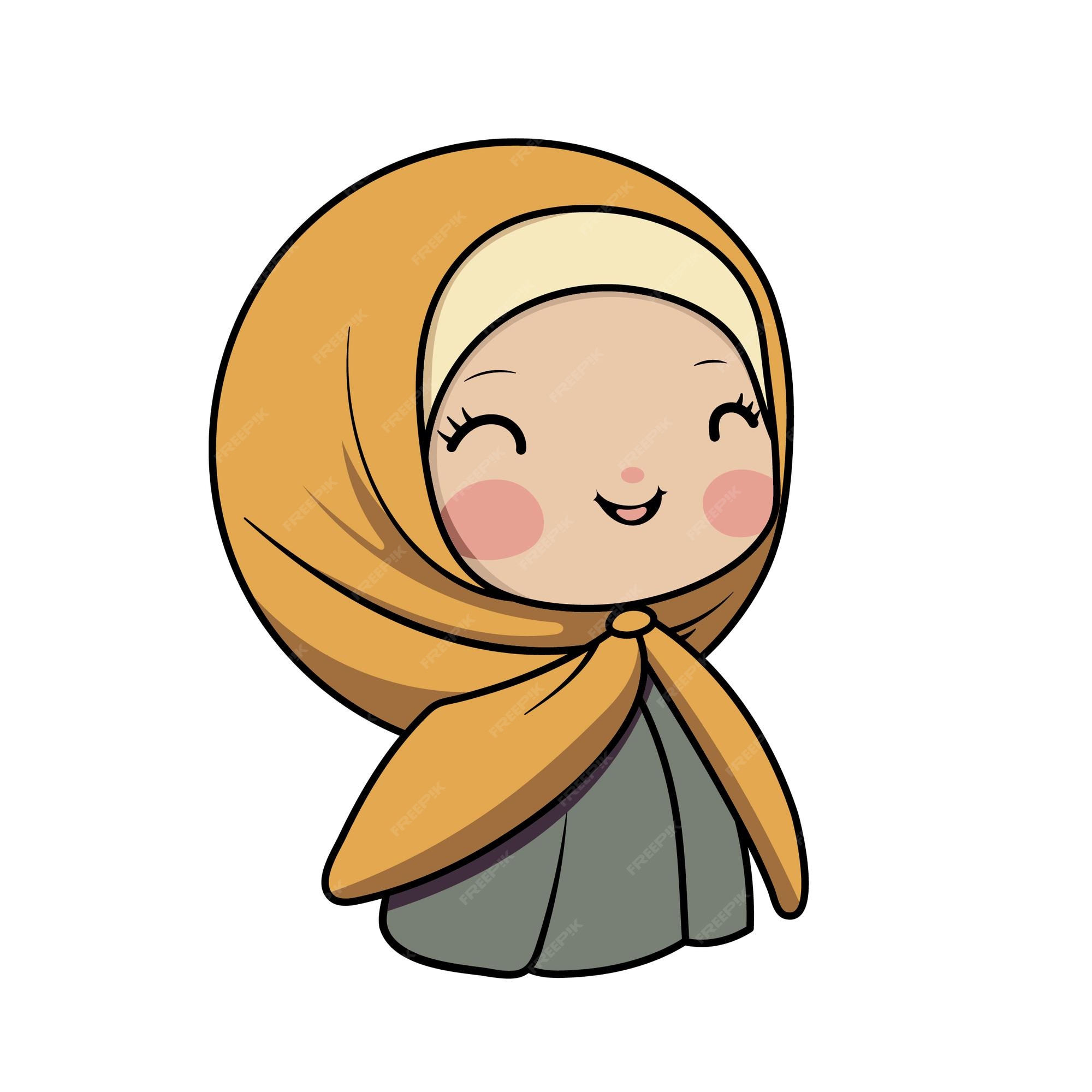 Premium Vector  Cute hijab girl cartoon character vector flat