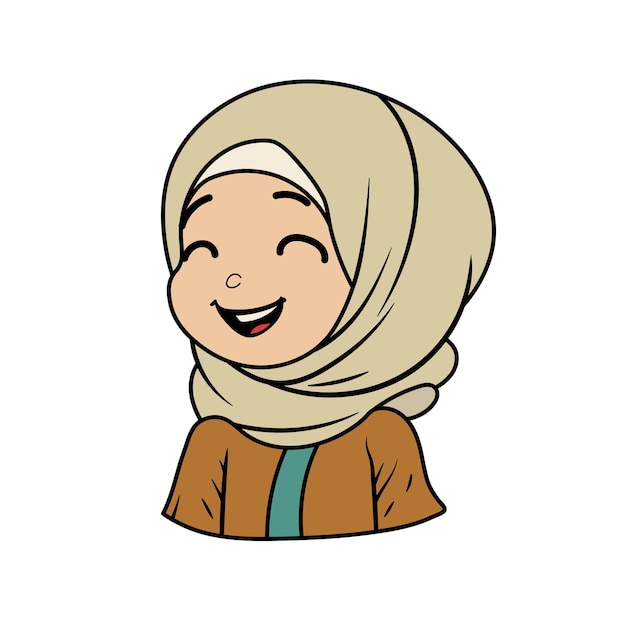 스티커 벡터 일러스트 레이 션에 대 한 귀여운 hijab 소녀
