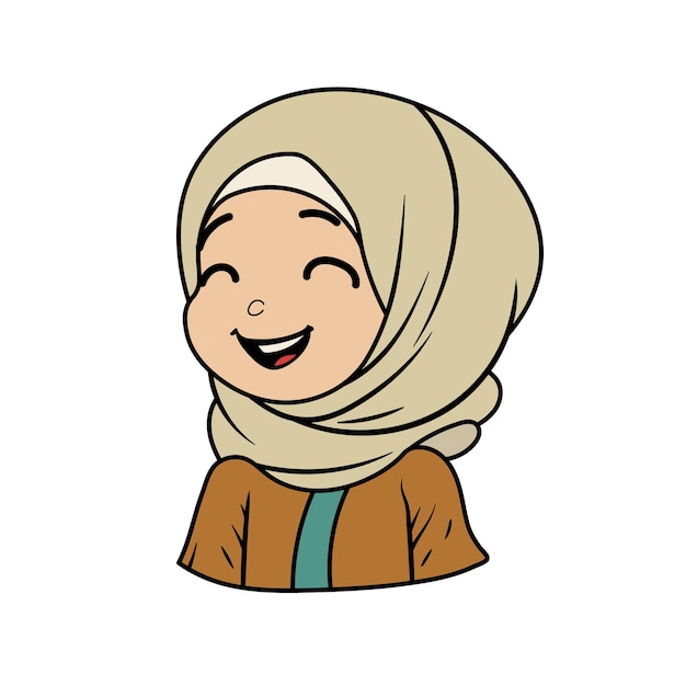 Cute hijab girl for sticker Vector illustration