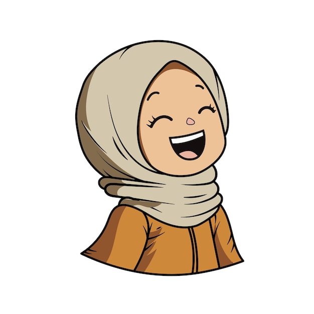 Hijab Girl Sit Smile Cute Stock Illustration 1764474020