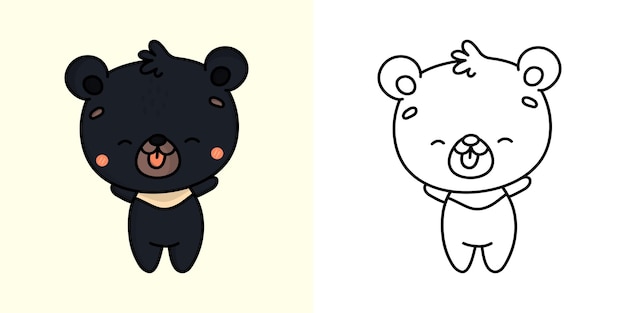 Милый гималайский медведь Клипарт для раскраски страницы и иллюстрации. Happy Clip Art Гималайский медведь.