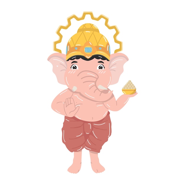 Cute hindu god ganesha cartoon