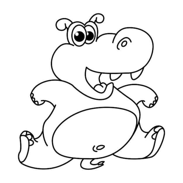 Cute hippo cartoon characters vector illustration For kids coloring book