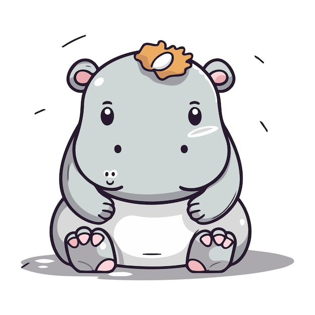 Cute hippo cartoon sitting on the ground Vector illustration