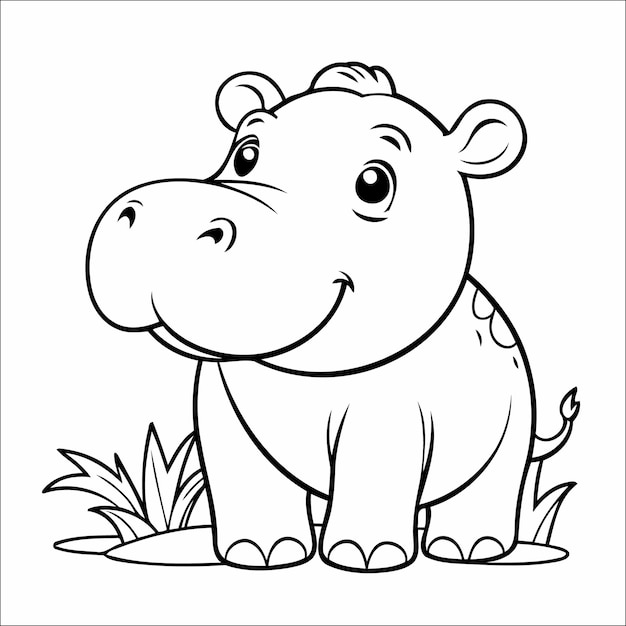 Cute Hippo Coloring Page For Toddlers