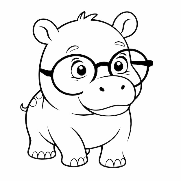 Cute hippo doodle colouring book cover design