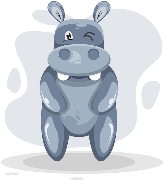 Vector cute hippo illustration logo design