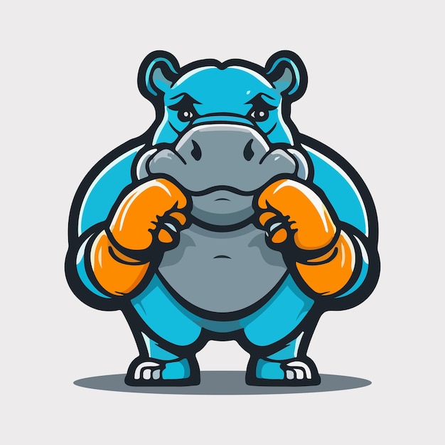 Cute Hippo mascot vector illustration with isolated background