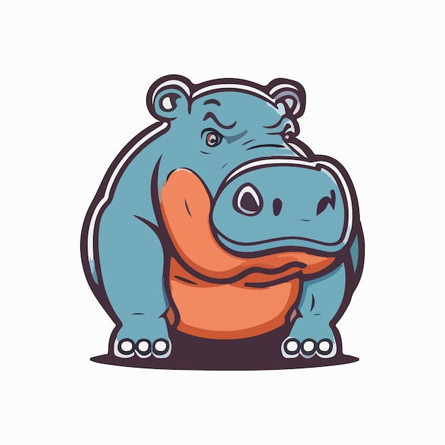 Vector cute hippo mascot vector illustration with isolated background