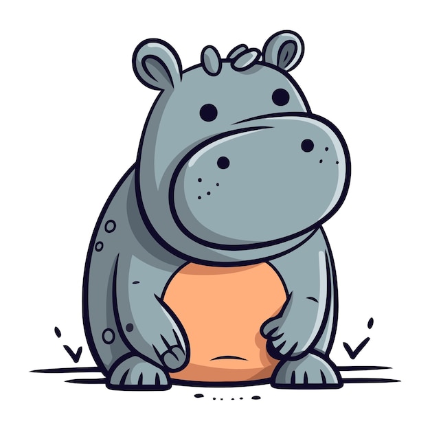 Cute hippo sitting on the egg Cartoon vector illustration