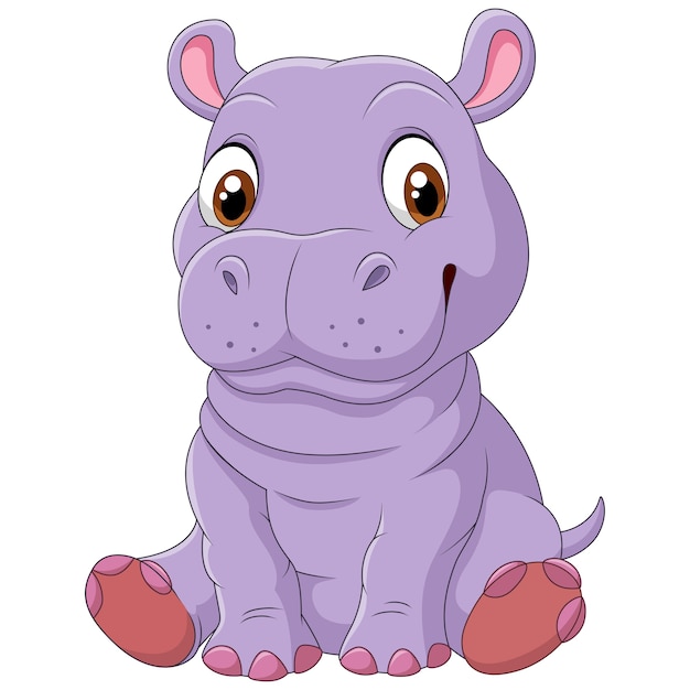 Vector cute hippo sitting