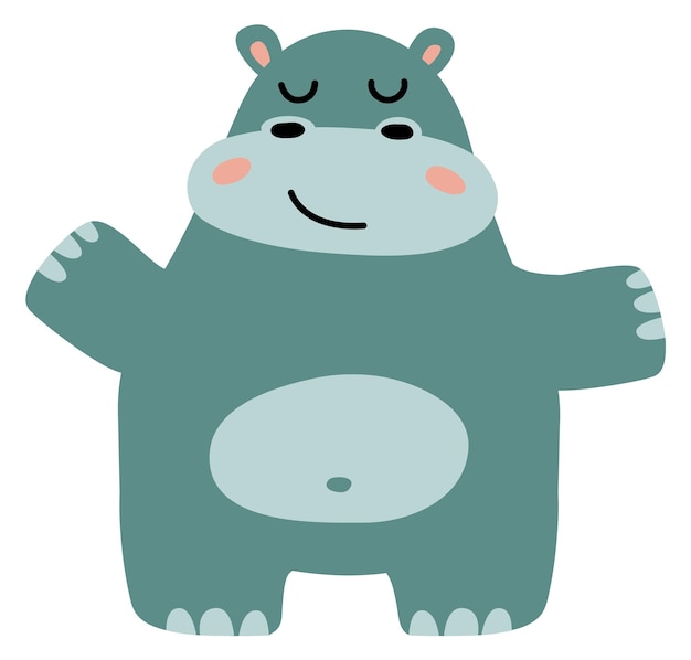 Cute hippo zoo animal cheerful baby character