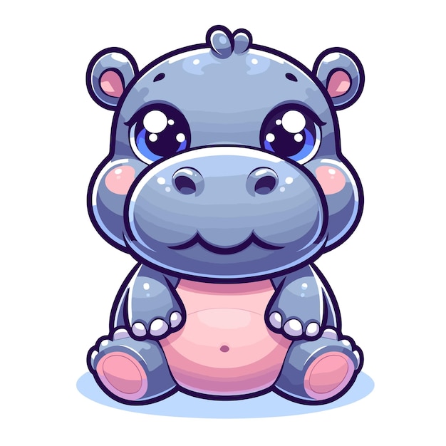 Vector cute hippopotamus cartoon vector on white background