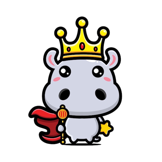 Cute hippopotamus king character design