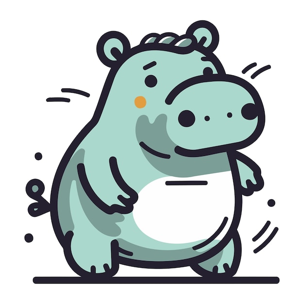 Vector cute hippopotamus vector illustration of a cartoon hippo