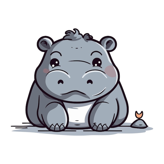 Vector cute hippopotamus vector illustration on a white background