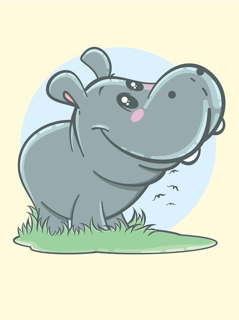 Vector cute hippos cartoon characters