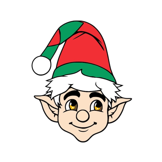 Vector cute holiday elf cartoon face