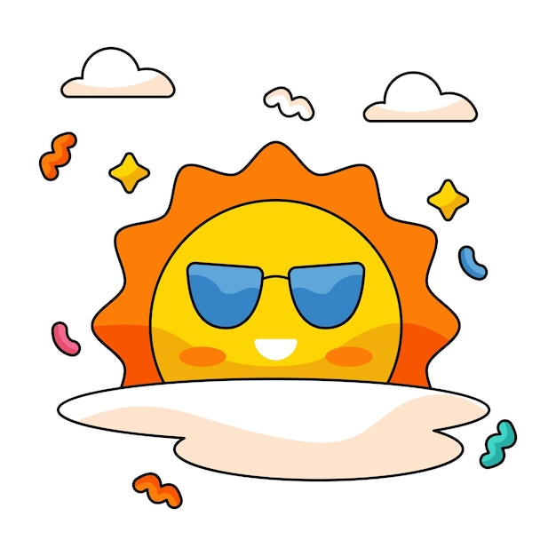 Vector cute holiday sticker sunset