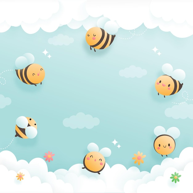 Vector cute honey bee animal vector illustration