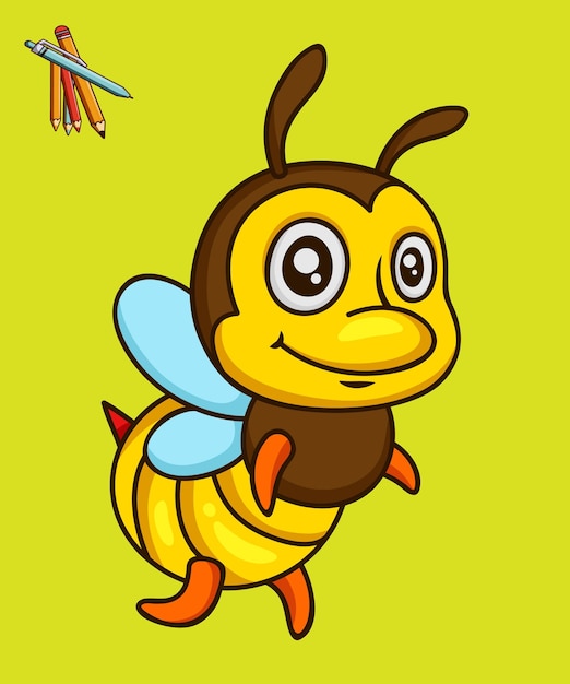 Vector cute honey bee flying cartoon vector icon illustration