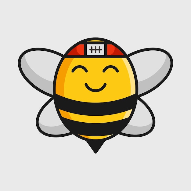 Cute Honey Bee logo with smiling face design abstract vector template