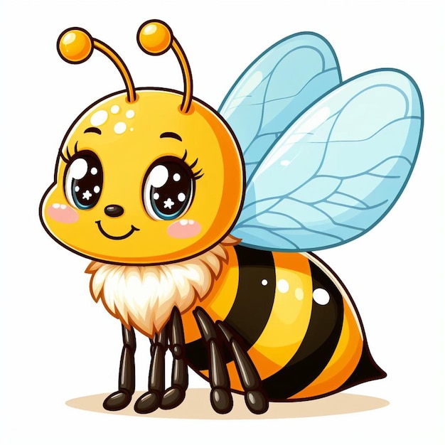 Cute honey bee vector cartoon illustration